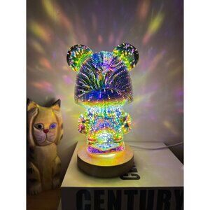 Mini Teddy Bear Color Light Sparkle Glow Night Light Lamp USB
